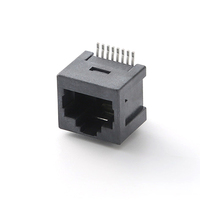 Prise réseau RJ45 8P8C 180 °   Connecteur PCB vertical tout plastique noir pour appareils Ethernet