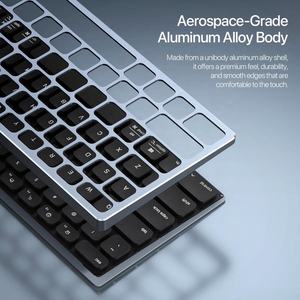 คีย์บอร์ดไร้สายอลูมิเนียมแบบสัมผัสขนาดใหญ่ ฟังก์ชันคู่ บางเฉียบ สำหรับคอมพิวเตอร์ตั้งโต๊ะ แล็ปท็อป แท็บเล็ต ใช้เป็นคีย์บอร์ดภายนอก - Product Image 3