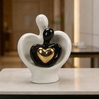Statue d'amoureux abstraite en porcelaine artisanale nordique, sculpture de couple en céramique, ornement écologique, décoration d'intérieur, cadeau