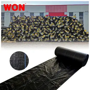 WON Black Plastic Mulch PP Weed Barrier Mat Landscape Fabric Durable Weed Cloth Floor Cover