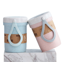 Tasse à soupe en fibre de bambou pour petit déjeuner de 300ml biodégradable de couleur personnalisée tasse à café au micro-ondes cuillère à bouillie classique pour l'école du dos