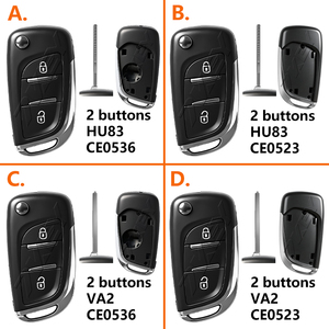 Coque de clé pliable modifiée <span class=keywords><strong>2</strong></span>/3 <span class=keywords><strong>boutons</strong></span> pour Peugeot Citroën HU83 VA2 CE0523 <span class=keywords><strong>CE0536</strong></span> - Product Image 5