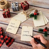 Étiquettes rectangulaires en bois vierges, fournitures de bricolage, trous pré-percés, panneaux en bois naturel 6,5-9 cm, décorations de Noël Qiyue, cadeaux