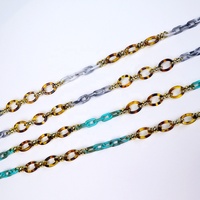 Patchwork d'écaille de tortue de luxe et acétate acrylique multicolore masquage du visage chaîne lunettes et lunettes de soleil colliers bijoux de mode