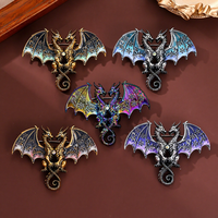 Broche Dragon à Deux Têtes Vintage Gothique en Alliage, Épingle Fantaisie Double Dragon, Badge de Revers, Bijou Cadeau pour Hommes et Femmes