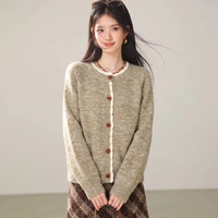 Großhandel Herbst Rundhals-Strickjacke mit Knöpfen, Loser Pullover, Einfaches Lässiges Allrounder-Oberteil