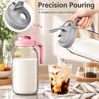 Carafe à eau en verre pour la maison avec couvercle et poignée, pichet à boisson facile à verser pour jus, café et thé glacé au réfrigérateur