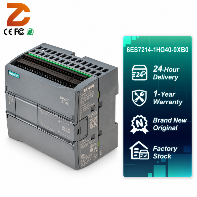 Siemens 6ES7214-1HG40-0XB0 SIMATIC S7-1200 CPU 1214C DC/DC/Relay PLC 14DI 10DO 2AI 24V DC 100KB Industrial Automation Controller