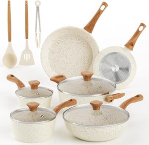 Chất lượng cao cứng anodized trắng không dính gốm Granite nấu ăn chậu <span class=keywords><strong>Cookware</strong></span> sets - Product Image 2