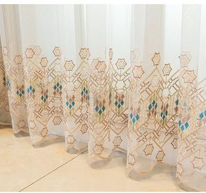 Rideaux de style européen à œillets brodés, rideaux floraux élégants bleus <span class=keywords><strong>avec</strong></span> voile pour salon - Product Image 5