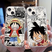 Coque de téléphone portable transparente en TPU souple avec impression claire de l'anime Monkey D. Luffy pour iPhone 11 12 13 15 16 17Air