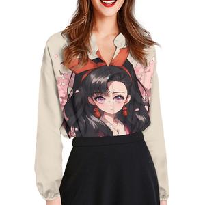 Camisas <span class=keywords><strong>de</strong></span> Manga Larga para Mujer con Estampado Único <span class=keywords><strong>de</strong></span> <span class=keywords><strong>Anime</strong></span>, Camisa Formal Holgada con Botones, Blusa Imprescindible para Mujer <span class=keywords><strong>de</strong></span> Oficina - Product Image 1