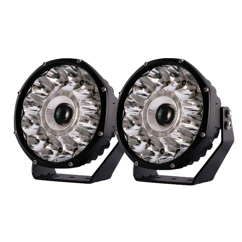New Round Work Lights 7 Inch 75W Heavy Duty LED Laser Lights With DRL Spot Laser Clips LED Off Road SpotLight
