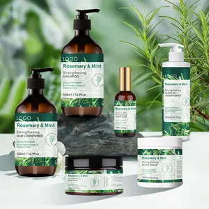 Marque privée Shampooing bio pour la croissance des cheveux Sans sulfate Huile de romarin frisé Menthe Shampooing et après-shampoing Ensemble de soins capillaires