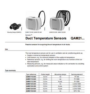 Sensor de Temperatura para Ductos QAM2112.040 para Sistemas de Manejo de Aire HVAC, IP54, Garantía de 12 Meses - Product Image 2