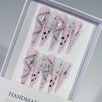 Tacana 10 autocollants pour ongles en plastique, motif dégradé, couverture complète, style français, tendance, noir sculpté, nail art de haute qualité