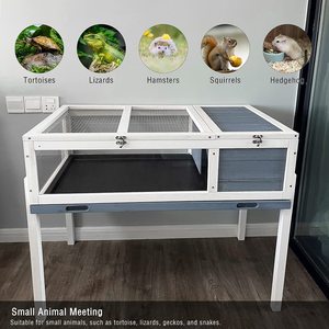 Wood <strong>Tortoise</strong> House, Indoor Turtle Habitat Reptile <strong>Cage</strong>, <strong>Tortoises</strong> Enclosure for Small Animals Lizards Hamster - Product Image 3