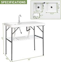 Table de filet en plastique de vente chaude avec robinet pliable pour le camping