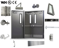 Puertas Cortafuegos Comerciales Modernas de Acero con Ventanas de Vidrio Personalizables