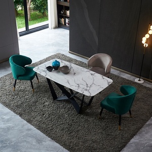 Muebles de Foshan moderno de lujo conjunto mesa de comedor de mármol de oro de acero inoxidable marco de metal con 6 sillas - Product Image 3