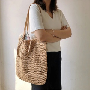 Bolso de mano de paja tejido a mano, gran capacidad, bolso de hombro de rafia para playa, bolso de verano ecológico, cesta de compras vintage estilo bohemio para viaje - Product Image 2