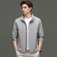 Blouson Bomber Homme Haut de Gamme Imperméable Coupe-Vent à Col Mandarin et Fermeture Éclair, Imprimé Uni, Coupe Ample, 100% Coton, Printemps/Automne