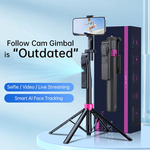 Perche à selfie SS2 avec suivi facial IA, 1,65 m (64 pouces), <span class=keywords><strong>trépied</strong></span> quadripode en alliage d'aluminium compatible avec les appareils photo, avec poignée rotative et télécommande magnétique - Product Image 5