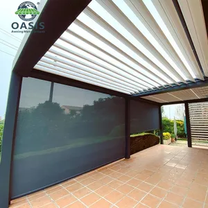 Rolo motorizado inteligente tela de vidro lateral, janela, persianas para telhado de pergola