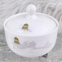Vaisselle en porcelaine haut de gamme à motif paysage oriental Penglai, service complet en porcelaine fine pour restaurant, banquet, cadeau d'affaires
