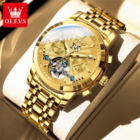 OLEVS 9965 Montre de sport personnalisée avec logo OEM, mode, étanche, acier inoxydable, automatique, lumineuse, mécanique, pour homme