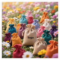 Sac de pochette en jute à cordon résistant à la mode pour cadeau Logo imprimé personnalisé Boutique colorée Durable Portable