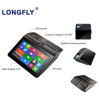 Многофункциональная POS-система Longfly 11,6 дюйма: мини-планшет для заказов, Windows 10, считыватель NFC, настольный терминал, кассовый аппарат