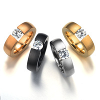 Vente en gros bijoux en acier inoxydable 316 avec anneau en diamant plusieurs couleurs jamais rouillé réglage de Tension diamant 8mm de large bagues pour femmes