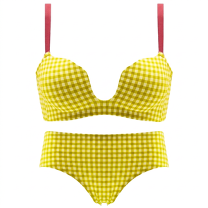 Sujetador bikini rojo transpirable de talle alto con copa 3/4, sin aros, push-up, tirantes ajustables, sin forro, sexy, con patrón liso y soporte para el pecho para mujer - Product Image 3