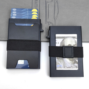 Mechanism &amp; Slim Engraved Logo Men's Expandable Capacity Aluminum Metal Case RFID Anti-Theft <strong>Pop</strong> <strong>up</strong> Credit <strong>Card</strong> Holder <strong>Wallet</strong> - Product Image 5