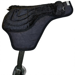 Tapis d'équitation sans selle avec étriers |   Selle de cheval sans arceau doublée de fausse fourrure |   Équipement d'équitation confortable - Product Image 1
