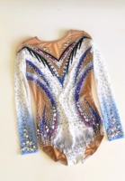Costume de gymnastique rythmique dégradé pour femme, haute élasticité, maille brillante mystique, manches longues, couleur personnalisée, tenue de scène