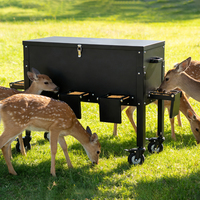 JH-Mech Distributeur automatique de nourriture pour cerfs, personnalisé, étanche, grande capacité 128 lb, 8 ports d'alimentation, 4 roues, noir
