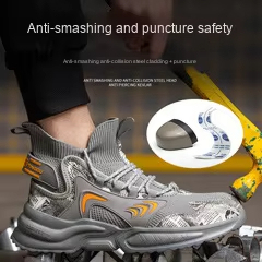 Factory Direct Sale of Lace-up Steel Toe Safety <b>Shoes</b> Breathable Wear-resistant air Cushion Soles Anti-shock Anti-stab <b>Functions</b> - Product Image 2
