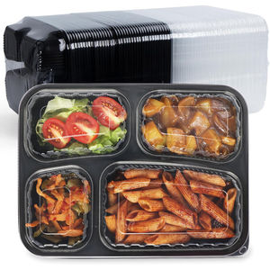 Custom Recyclable CPET Disposable Ovenable Food Packaging to Go 3 Compartment <b>Plastic</b> <b>Box</b> CPET Container with Film - Product Image 1