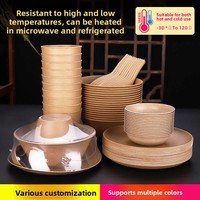 Ensemble de bols jetables en coque de riz, épaissis, résistants à la chaleur et au froid, compatibles micro-ondes, pour extérieur, mariage, banquet, usage domestique