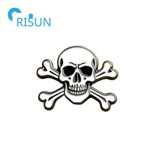 Fabricación esmalte pirata cabeza esqueleto huesos Pin broche personalizado esqueleto y Crossbone solapa Pin esqueleto Cruz hueso pines insignias - Product Image 4
