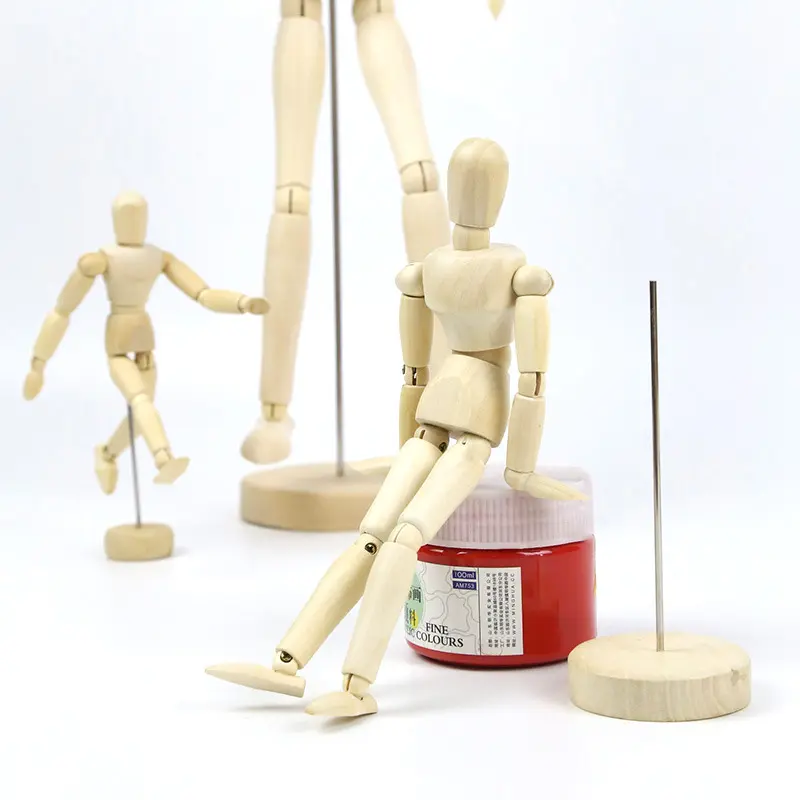 アーティストマネキンモデル可動式木製マネキンウッドジョイントマネキン、家の装飾用スタンド付きコミックスケッチアート描画