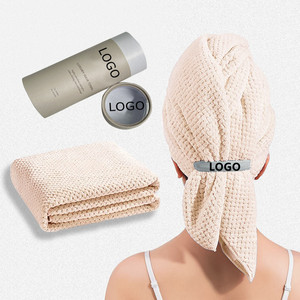 Asciugamano per Capelli in Microfibra Grande con Logo Personalizzato, Morbido e ad Asciugatura Rapida con Fascia Elastica, Turbante per Capelli Bagnati - Product Image 3