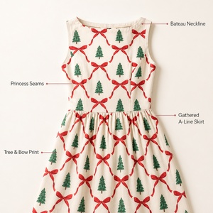 Robe de fête vintage pour femme, coupe trapèze, sans bretelles, imprimé Noël, motif nœud, couleurs et tailles personnalisées, OEM ODM - Product Image 2
