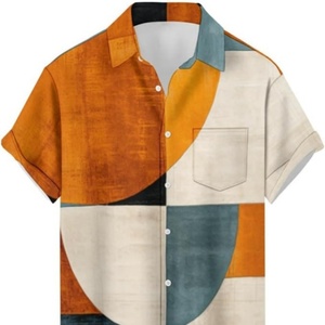 Chemises de bowling hawaïennes pour hommes, manches courtes, imprimées, coupe classique, décontractées pour l'été et la plage, chemises Aloha boutonnées, respirantes, logo personnalisé - Product Image 5