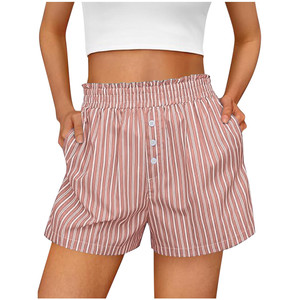RTS 2026 <strong>for</strong> Spring/Summer Cross-Border New Best-Selling <strong>Womens</strong> Striped Button Fly Casual Polyester Commuter <strong>Shorts</strong> - Product Image 2