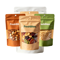 Sachet Doypack Noir Mat Personnalisé avec Fenêtre Transparente Ovale et Fermeture Zip pour Emballage de Café, Snacks et Aliments Secs