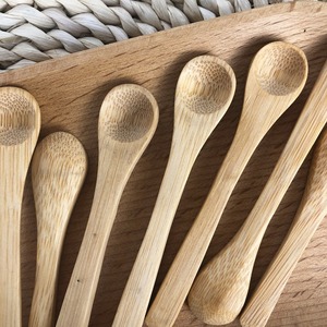 Natürliche kleine Gewürze Gewürze Zucker Salz Holz Teelöffel Benutzer definiertes Logo 7 cm Mini Bambus löffel zum Servieren der Küche - Product Image 3