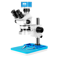 Microscope stéréo trinoculaire à zoom SZM7050 3,5X-100X avec caméra numérique USB 2,5K et support sur colonne pour la réparation de circuits imprimés et de puces
